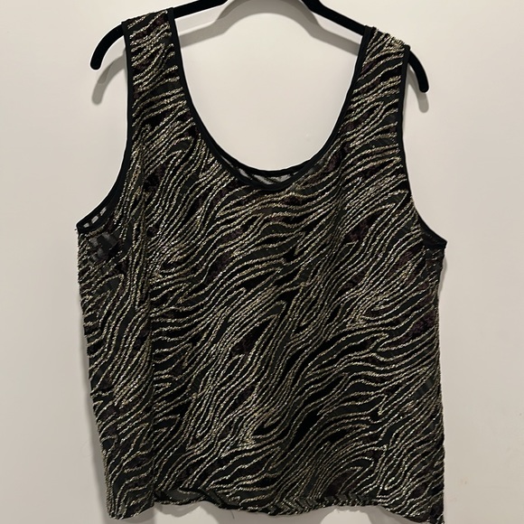 Vintage black velvet and silver Devoré Tank/ Camisole - Picture 3 of 4